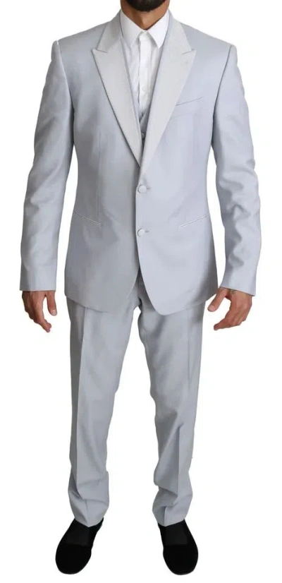 Dolce & Gabbana Light Blue Wool 3 Piece Sicilia Suit