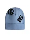 Dolce & Gabbana Dg Logo Jacquard Wool Beanie In Blue