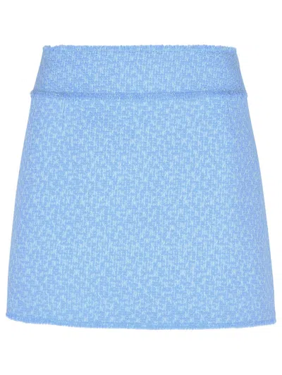 Dolce & Gabbana Light Blue Wool Blend Miniskirt