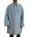 Dolce & Gabbana Light Blue Wool Button Trench Coat Jacket In Blue