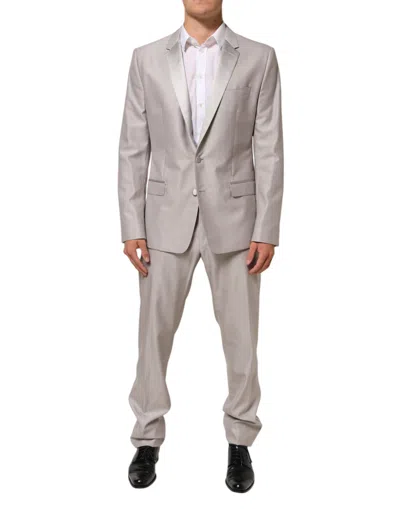 Dolce & Gabbana Light Gray Wool 2 Piece Martini Formal Suit