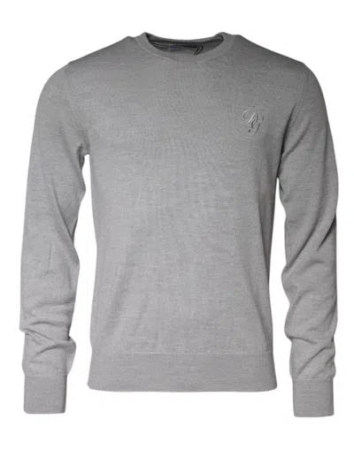 Pre-owned Dolce & Gabbana Light Gray Wool Crew Neck Pullover Men's Sweater ()
