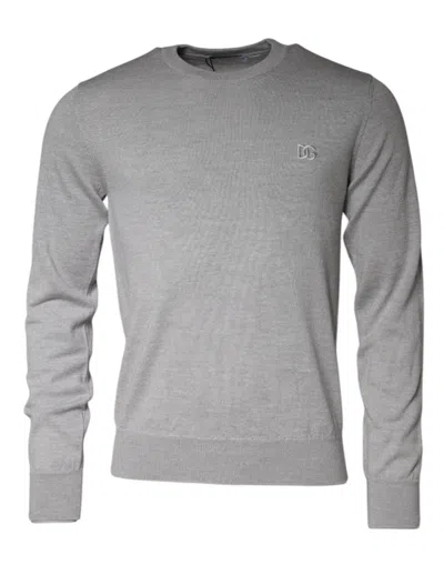 Pre-owned Dolce & Gabbana Light Gray Wool Crew Neck Pullover Men's Sweater ()