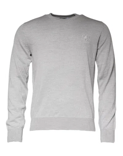 Pre-owned Dolce & Gabbana Light Gray Wool Crew Neck Pullover Men's Sweater ()