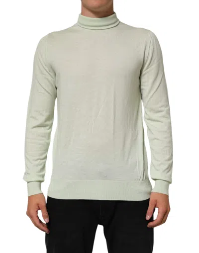 Pre-owned Dolce & Gabbana Light Green Logo Turtleneck Pullover Men's Sweater ()