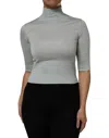 Dolce & Gabbana Light Green Silk Turtleneck 3/4 Sleeves Top In Gray
