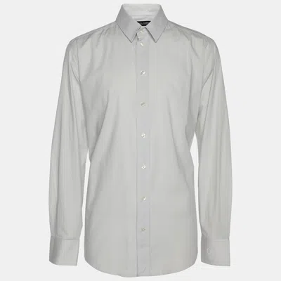 Pre-owned Dolce & Gabbana Light Grey Cotton Blend Button Front Shirt L