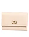 Dolce & Gabbana Light Pink Calf Leather Dg Logo French Flap Women's Wallet In Gray
