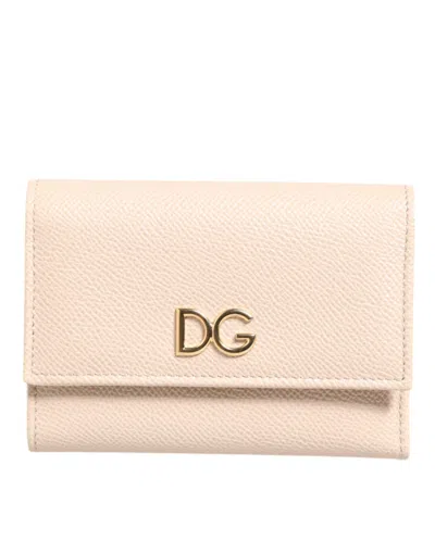 Dolce & Gabbana Light Pink Calf Leather Dg Logo French Flap Women's Wallet