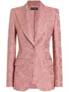 Dolce & Gabbana Quilted Jacquard Turlington Jacket With Floral Pattern In Light Pink