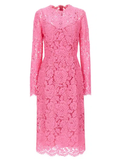 DOLCE & GABBANA LIGHT PINK LACE SHEATH DRESS