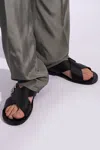 Dolce & Gabbana Black Sandals With Criss Cross Bands And Logo Detail In Leather Man In Black