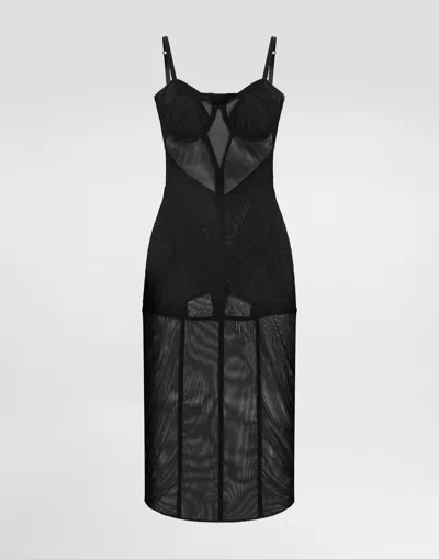 Dolce & Gabbana Light Stretch Tulle Dress In Black