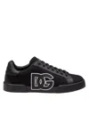 Dolce & Gabbana Light Strobel Sneaker In Canvas And Leather Color Black With Logo In Black