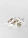 Dolce & Gabbana Black And Beige Low Top Sneakers With Logo Patch On The Side And Logo Lettering On The Tongue In Lea In Multi