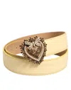 Dolce & Gabbana Light Yellow Devotion Heart Dg Buckle Belt In Brown