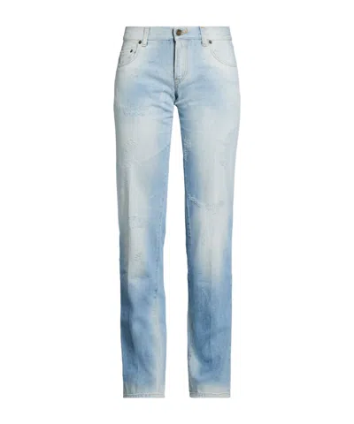 Dolce & Gabbana Light-colored Straight-leg Jeans In Blue