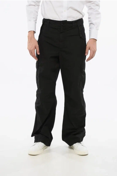 Dolce & Gabbana Lightweight Cotton Cargo Pants With Belt Loops In Black