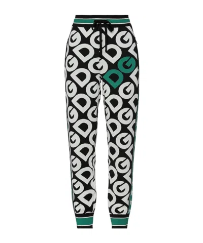 Dolce & Gabbana Logo-jacquard Virgin Wool Joggers In White