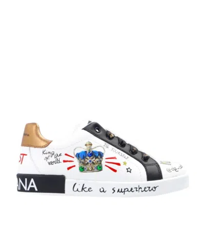 Dolce & Gabbana Kids' Like A Superhero Low-top Sneakers In White