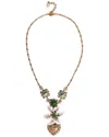 Dolce & Gabbana Lily Crystal Sacred Heart Pendant In Gold