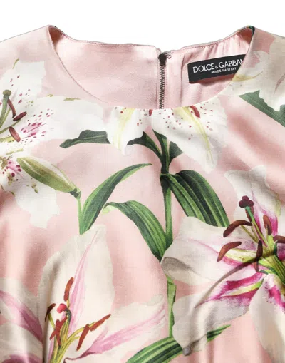 Dolce & Gabbana Lily-print Silk Dress In Multi
