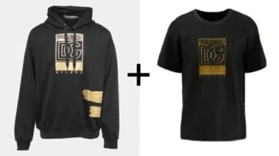 Pre-owned Dolce & Gabbana Limited Edition_ Realta Parallela Unxd Gold Stamp Hoodie+shirt_58