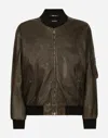 Dolce & Gabbana Shearling Leather Bomber Jacket In Green