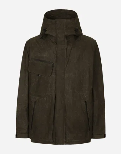 Dolce & Gabbana Lined Technical Jacket With Hood In グレー
