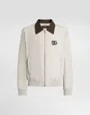 Dolce & Gabbana Linen And Silk Bomber Jacket In White