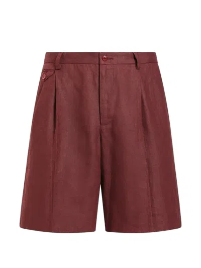 Dolce & Gabbana Linen Bermuda Shorts In Brown