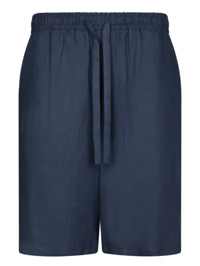 Dolce & Gabbana Linen Bermuda Shorts With And Drawstring Waistband In Blue