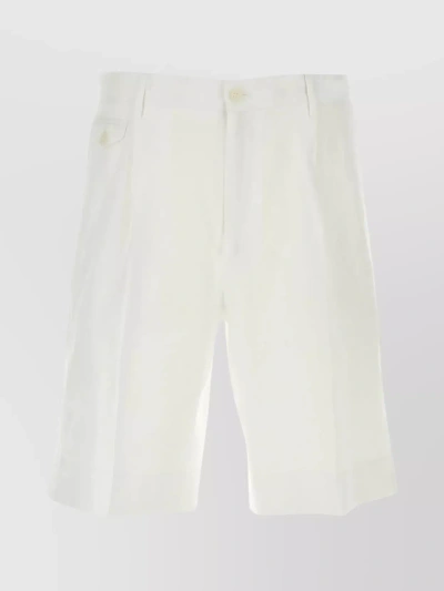 Dolce & Gabbana Mid-rise Linen Chino Shorts In White