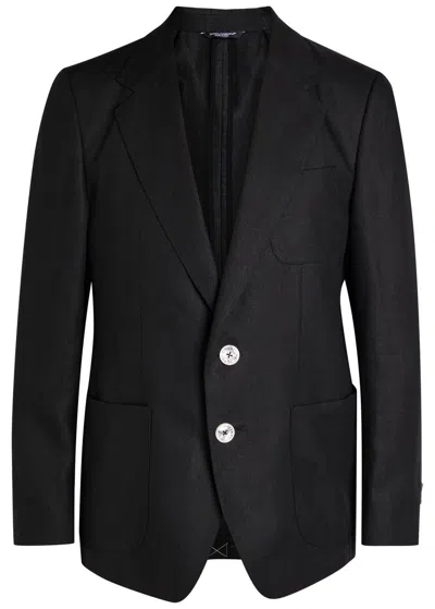 Dolce & Gabbana Linen Blazer In Black