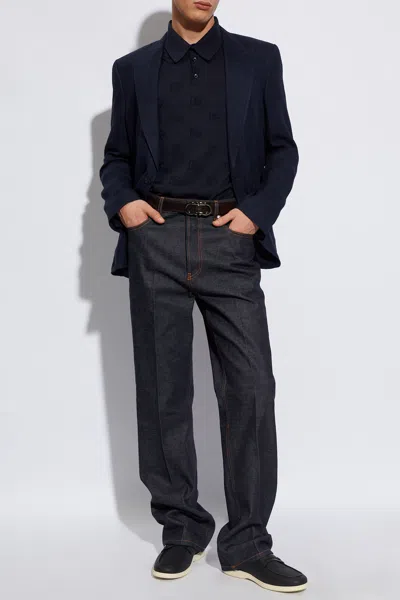 Dolce & Gabbana Single-breasted Linen-blend Jacket In Navy Blue