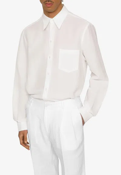 Dolce & Gabbana Linen Blend Long-sleeved Shirt In White
