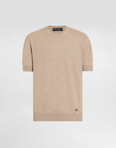 Dolce & Gabbana Linen Blend Pullover In Brown
