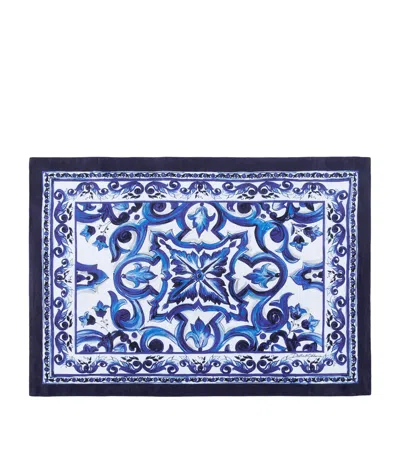 Dolce & Gabbana Linen Blu Mediterraneo Majolica Placemat And Napkin Set In Blue
