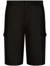 Dolce & Gabbana Black Bermuda Shorts With Logo Patch In Black