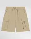 Dolce & Gabbana Linen Cargo Shorts With Dg Logo Embroidery In Beige