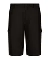 Dolce & Gabbana Black Bermuda Shorts With Pockets In Linen Man In Black