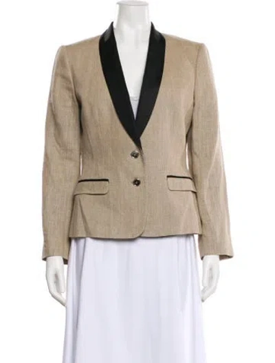 Pre-owned Dolce & Gabbana Linen Colorblock Pattern Blazer In Neutral