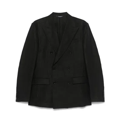 Dolce & Gabbana Linen Cotton Jackets In Black