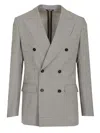 Dolce & Gabbana Linen Double-breasted Jacket Jackets Grey In Grey