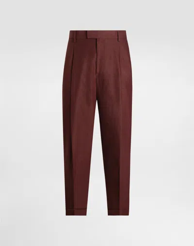 Dolce & Gabbana Linen Fabric Pants In Multicolor