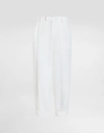 Dolce & Gabbana Linen Fabric Pants In White