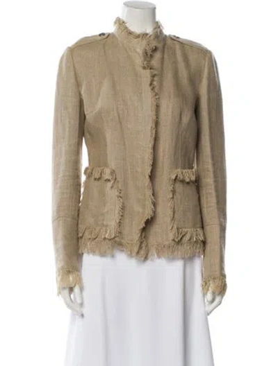 Pre-owned Dolce & Gabbana Linen Faux Fur Jacket In Neutral
