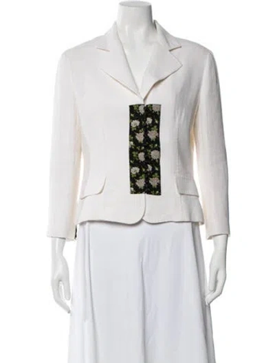 Pre-owned Dolce & Gabbana Linen Floral Print Blazer In Neutral