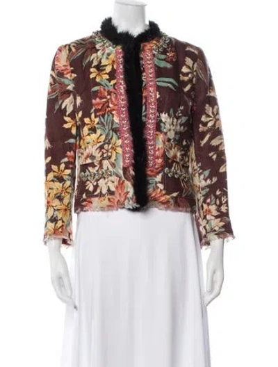 Pre-owned Dolce & Gabbana Linen Floral Print Jacket In Multicolor