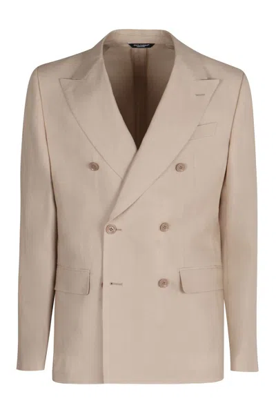 Dolce & Gabbana Linen Jacket In Neutral